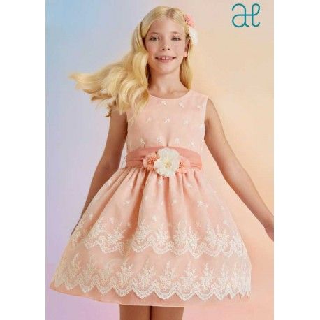 Abel & Lula Summer Girl Pink Dress Embroidered Tulle