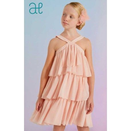 Abel & Lula Verano Vestido niña Gasa Volantes Rosa