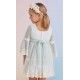 Abel & Lula Summer Girl Embroidered Tulle Dress Beige and Anise