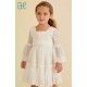 Abel & Lula Verano Vestido niña Tul Bordado Crudo