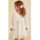Abel & Lula Verano Vestido niña Tul Bordado Crudo