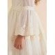 Abel & Lula Verano Vestido niña Tul Bordado Crudo