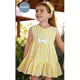 Juliana Verano Vestido bebé niña Cuadros Amarillos