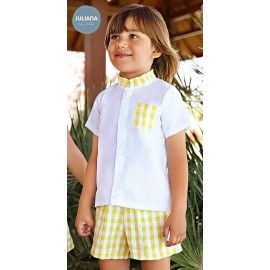 Juliana Verano Conjunto bebé niño Cuadros Amarillos