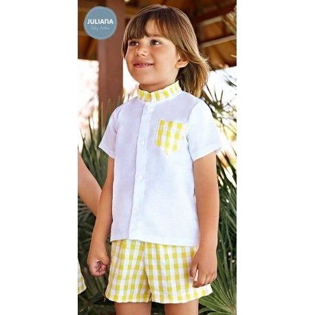 Juliana Summer Boy Baby Set Yellow Squares