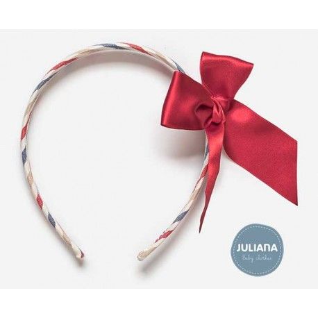 Juliana Verano Diadema Rayas con Lazo Rojo
