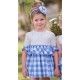 Miranda Verano Vestido niña Blanco y Cuadros Azulones