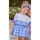 Miranda Summer Girl White Dress Electric Blue Squares