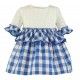 Miranda Verano Vestido niña Blanco y Cuadros Azulones