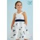 Abel & Lula Verano Vestido niña Organza Bordado Blanco Marino