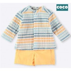 Coco Acqua Verano Conjunto bebé niño Rayas y Mostaza