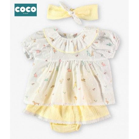 Coco Acqua Verano Conjunto bebé niña Animales Amarillo
