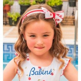 Babiné Verano Diadema niña Roja Rayas Cerezas