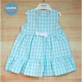 Juliana Verano Vestido bebé niña Cuadros Verdes