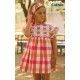 Cocote Summer Girl Dress Red and Orange Squares