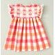 Cocote Summer Girl Dress Red and Orange Squares