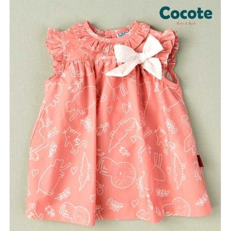 Cocote Summer Baby Girl Pink Dress Animals