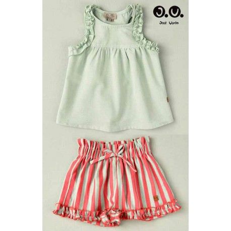 Jose Varon Summer Girl Coral and Green Set