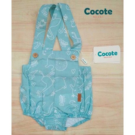 Cocote Summer Baby Boy Blue Overalls Animals