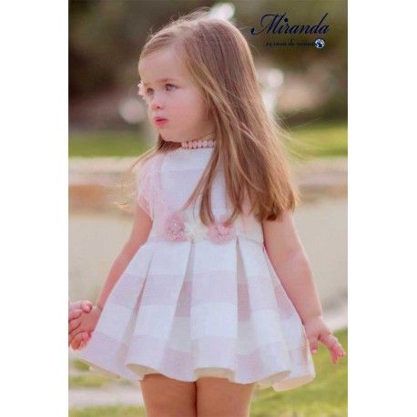 Miranda Summer Baby Girl Dress Pink and White Stripes