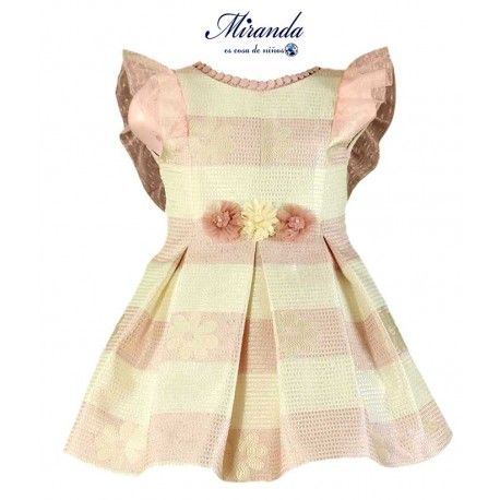 Miranda Summer Girl Dress Pink and White Stripes