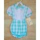 DBB Collection Verano Conjunto bebé niño Blanco y Cuadros Turquesa