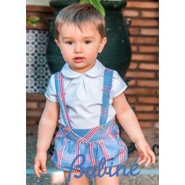 Babiné Verano Conjunto bebé niño Blanco y Cuadros