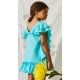 Vera Summer Girl Turquoise Dress Ruffles