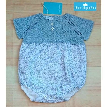 Don Algodon Summer Baby Blue Romper Flowers