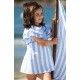 Foque Summer Girl Dress White and Blue Stripes