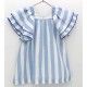 Foque Summer Girl Dress White and Blue Stripes