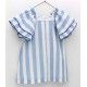 Foque Summer Girl Dress White and Blue Stripes