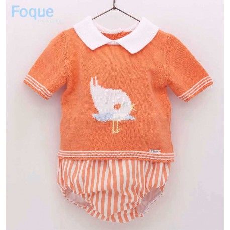 Foque Summer Baby Boy Set Bird and Stripes