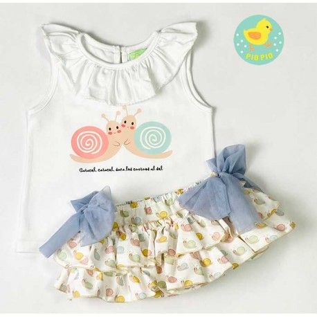Pio Pio Summer Baby Girl Set Snails