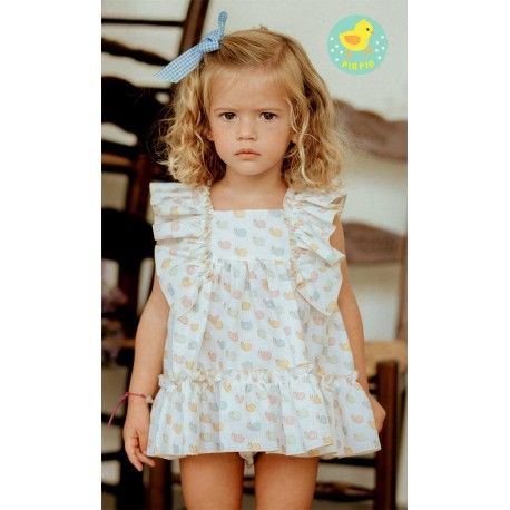 Pio Pio Summer Baby Girl Dress Snails