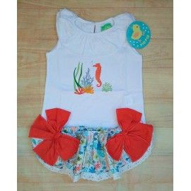Pio Pio Summer Baby Girl Set Seahorse