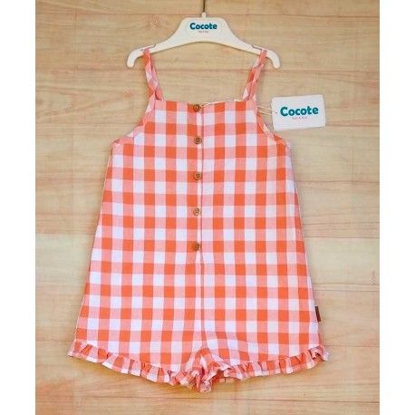 Cocote Summer Girl Romper Orange Squares