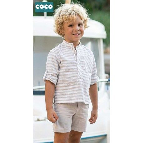 Coco Acqua Summer Boy Set Beige Stripes