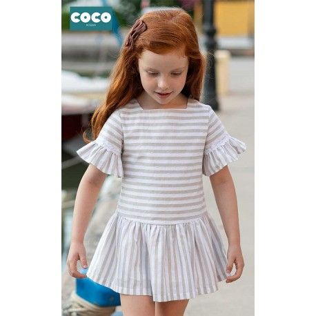 Coco Acqua Summer Girl Dress Beige Stripes