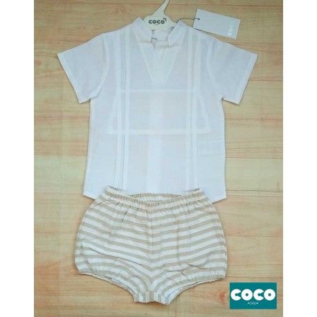 Coco Acqua Verano Conjunto bebé niño Rayas Beige
