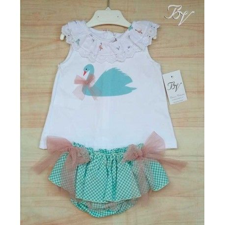 Blanca Valiente Summer Baby Girl Set Swan