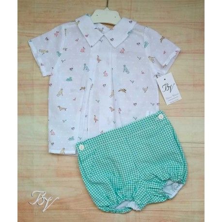 Blanca Valiente Verano Conjunto bebé niño Animalitos