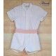 Miranda Verano Conjunto bebé niño Blanco Fajín Rosa