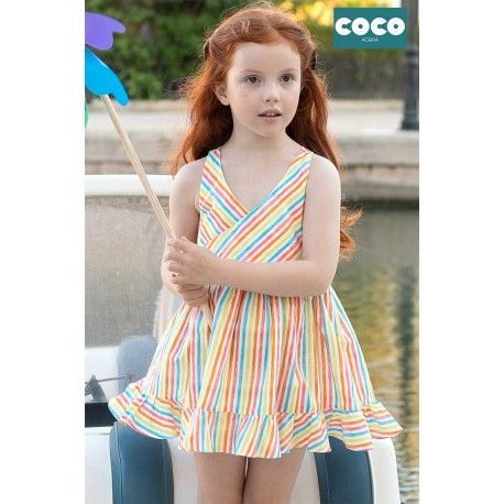 Coco Acqua Verano Vestido niña Rayas Multicolor