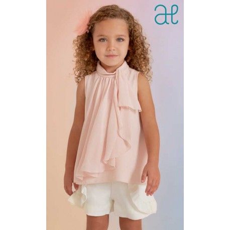 Abel & Lula Summer Girl Pink and White Set