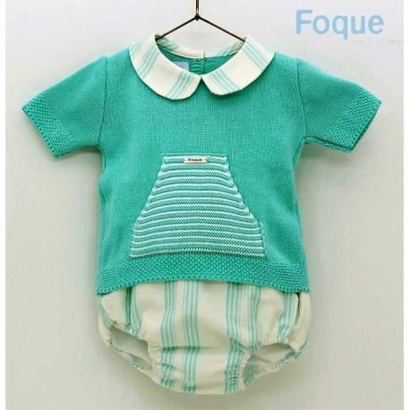 Foque Verano Conjunto bebé niño Turquesa y Blanco