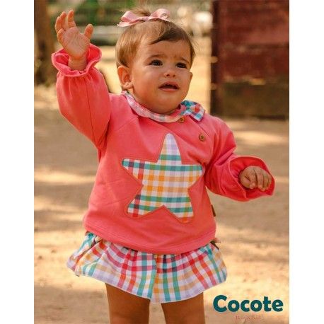 Cocote Summer Baby Girl Corale Set Star and Squares
