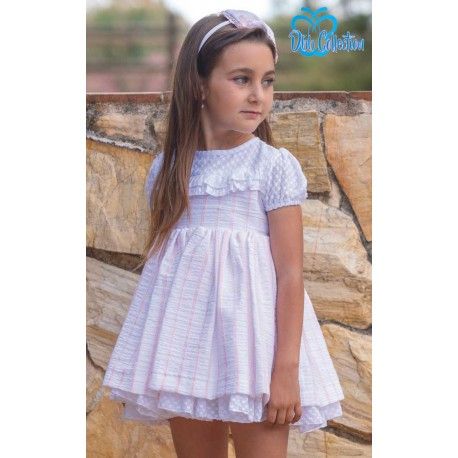 DBB Collection Summer Girl White Dress Pink Stripes