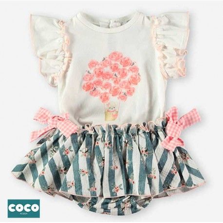 Coco Acqua Verano Conjunto bebé niña Rosas y Rayas