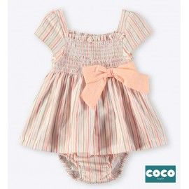 Coco Acqua Verano Vestido bebé niña Rayas Coral